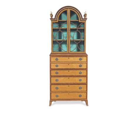 A satinwood, rosewood crossbanded and mahogany secretaire bookcasethe secretaire chest circa 1790, the upper section evidentl