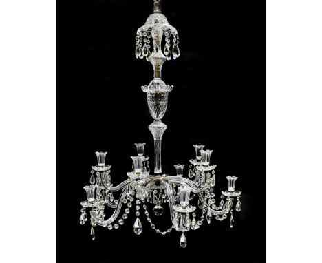 A late Victorian F. &amp; C. Osler ten light cut glass chandelierthe alternating upward and downward scrolling arms with lotu