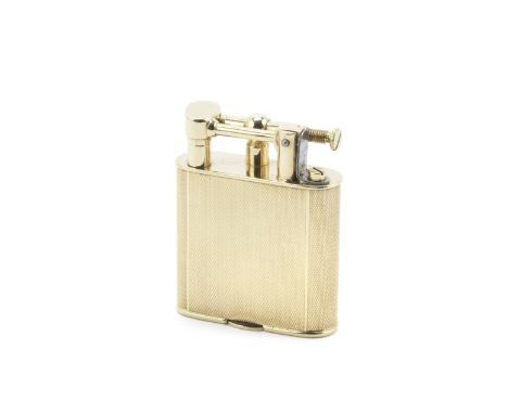 A German 14 carat gold 'Sarastro' Diski lift arm petrol lighterstamped '585' to base, circa 1926 Slim rectangular form with r
