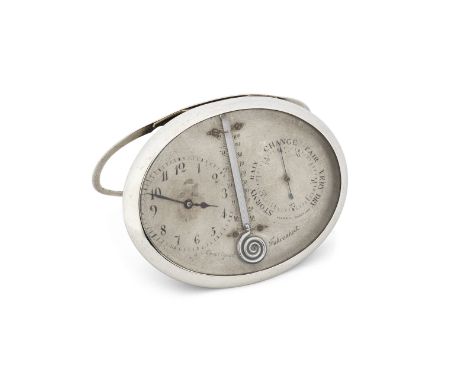 A French silver-mounted barometer, thermometer and time desk compendiumimported by Stauffer, Son &amp; Co, London 1913, incus