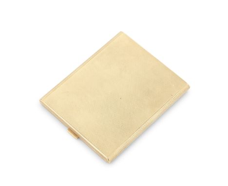 A 9 carat gold 'Belvoir' patent cigarette caseB &amp; S, Birmingham 1933 Engine-turned, rectangular form with rounded sides, 