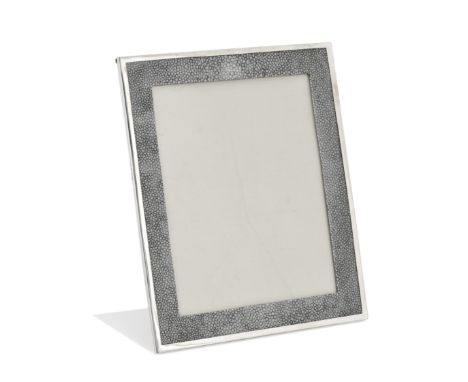 A silver and shagreen photograph framepossibly Boodle &amp; Dunthorne, Birmingham 1922Upright rectangular form, the narrow si