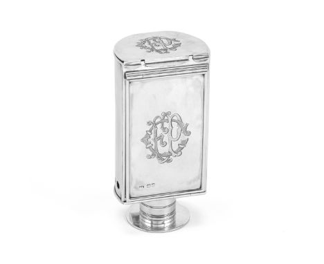 A Victorian silver travelling carriage lampJane Brownett, London 1871Rectangular shape, the candle housed in a telescopic cyl