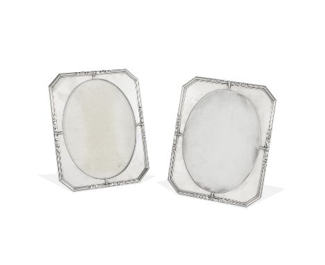 A pair of Belgium silver photograph framesstamped Altenloh, Bruxelles, 950MUpright rectangular form with cut corners, raised 