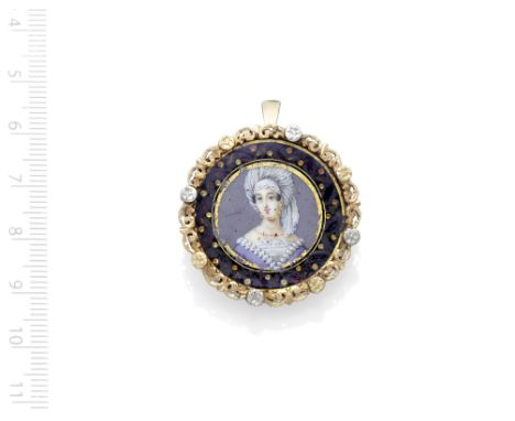 Continental School, late 19th centuryA portrait miniature of a lady wearing circa 1820s dress and turban the circular waterco