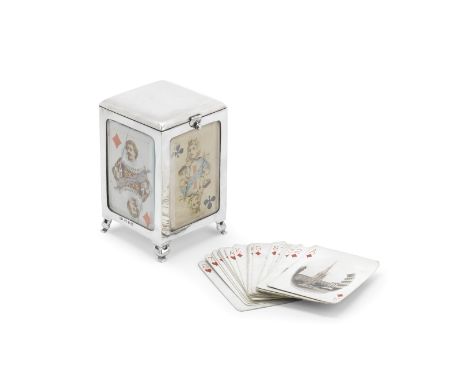 A Victorian silver playing card boxCohen &amp; Charles, Birmingham 1899 Rectangular box form, a slightly rounded lid with a h