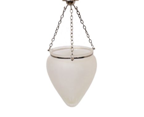 An Edwardian style frosted and cut glass hall lantern with chromed metal fittings, height 48cm
***CONDITION REPORT***Good con