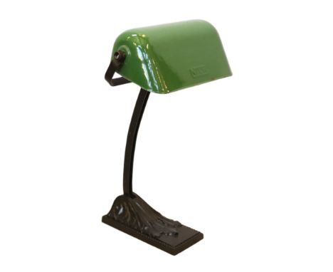 A 1930's French Niam cast iron desk lamp with green lacquered shade, width 24cm, height 42cm
***CONDITION REPORT***Good origi