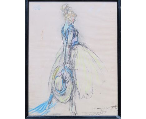 Louis Icart - Framed charcoal and pastel sketch depicting female figure. Approx. 43 x 34cms

reasonable used condition 