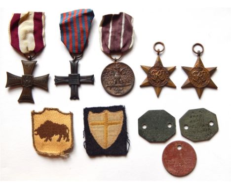 A RARE SECOND WORLD WAR 'CROSS OF HONOUR - MONTE CASINO' POLISH GROUPOF FIVE MEDALS TO 1915 PRIVATE M. DZIUREWICZ, 5TH KRESOW