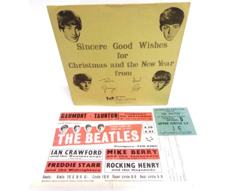 POP MEMORABILIA - THE BEATLES  A printed flyer for a performance by The Beatles at the Gaumont Theatre, Taunton [1963]; a tic