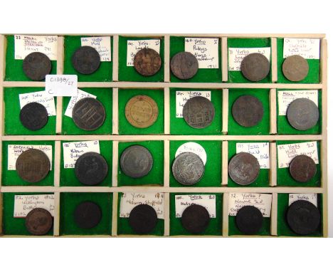 TOKENS - YORKSHIRE  Twenty-four tokens, comprising a Hull Lead Works one penny, 1812; Hull halfpenny, 1791; Leeds halfpenny, 