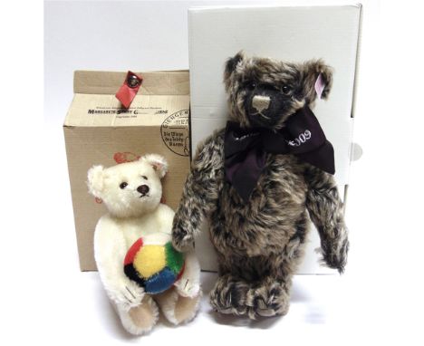 TWO STEIFF COLLECTOR'S TEDDY BEARS  comprising 'The Exhibition Bear', white, limited edition 921/1500, with certificate of au