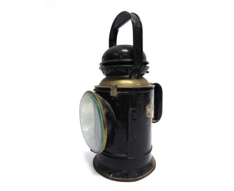 A GREAT WESTERN RAILWAY THREE-ASPECT HANDLAMP  the side stamped 'G W R' and with applied brass number plate '21374', complete