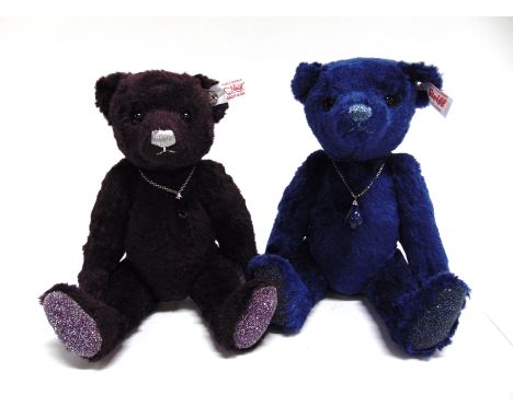 TWO STEIFF COLLECTOR'S TEDDY BEARS  comprising 'Amethyst', purple, limited edition 1447/2000, with certificate of authenticit