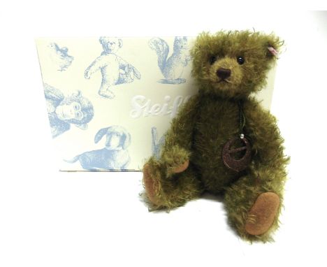 A STEIFF COLLECTOR'S TEDDY BEAR 'JULES, THE JUNGLE TEDDY BEAR'  moss green, limited edition 68/1500, with certificate of auth