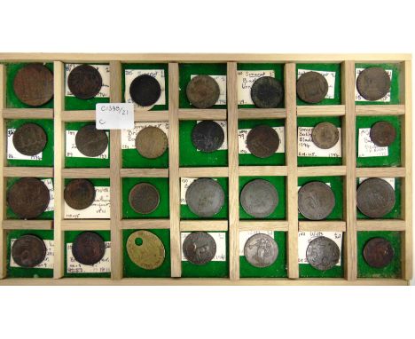 TOKENS - SOMERSET, BRISTOL & WILTSHIRE  Twenty-seven tokens, comprising an I. Holloway & Son ('Drapers &c') Bridgwater halfpe
