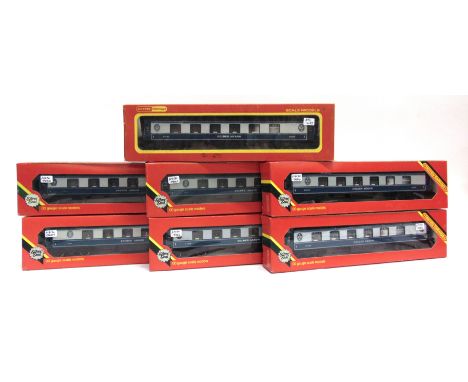 [OO GAUGE]. SEVEN HORNBY GOLDEN ARROW BLUE PULLMAN COACHES  comprising four composite, one brake, two buffet, and six sleeper