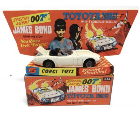 A CORGI NO.336, JAMES BOND TOYOTA 2000GT  white, complete with Bond and Aki figures, 'Secret Instructions' leaflet, seven mis