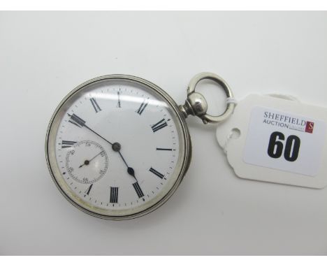Baume Longines; An Openface Pocketwatch, the unsigned white dial with black Roman numerals and seconds subsidiary dial, the m
