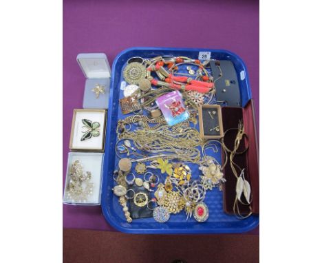 A Selection of Gilt Coloured Costume Jewellery, including chain, brooches, a Rolled Gold bangle, rings etc, including ornate 