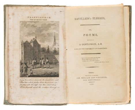 NO RESERVE [Wallace (James)] Savillon's Elegies, or, Poems, Written By a Gentleman, A.B., first edition, half-title, 6 engrav