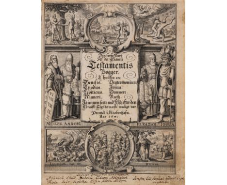 Bible, Danish.- Den foerste [...&amp;c] Part Af  det Gamle Testaments, 4 parts in 1, engraved title to each part, a few minor