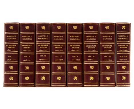 Churchill (Sir Winston Spencer) His Complete Speeches 1897-1963, 8 vol., first collected edition, handsomely bound in burgund