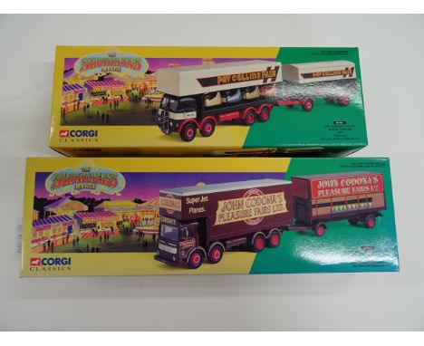 Two boxed Corgi The Showmans Range vehicles to include 21701 John Codona's Pleasure Fairs and 09901 Pat Collins both excellen