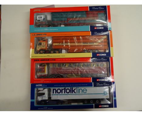 Four boxed Corgi Ltd Edition 1:50 scale commercial vehicles to include; CC12424 L.E Jones, CC12222 Olivers Transport, CC12411