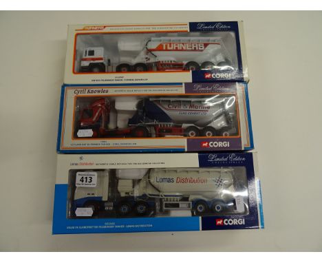 Three boxed 1:50 Corgi Limited Edition to include CC12421 Lomas Distribution, CC12707 Turners and 75901 Cyril Knowles Ltd