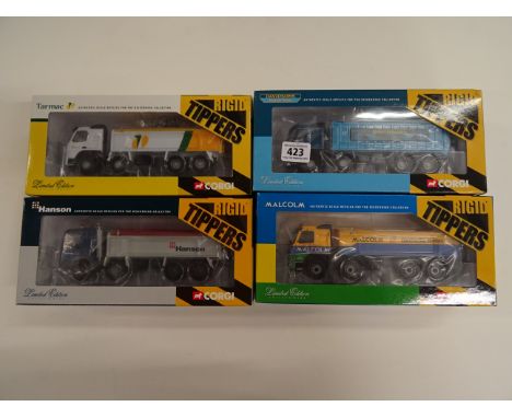 Four boxed Corgi Ltd Edition 1:50 scale Rigid Tippers commercial vehicles to include; CC11804 Hanson Aggregates, CC13501 Davi