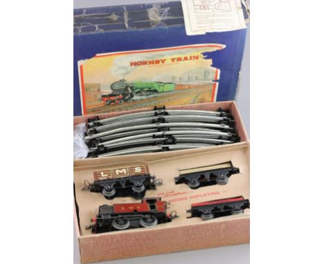 Boxed Hornby O gauge Goods Set with LMS engine, Shell tanker and two other items of rolling stock