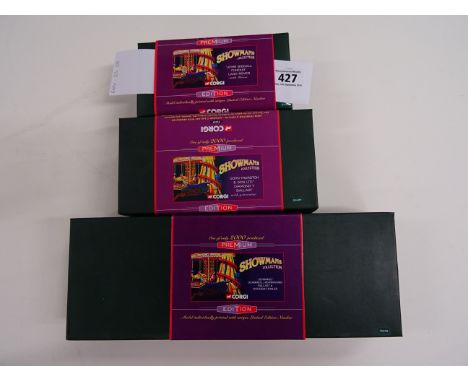 Three boxed Corgi Premium Edition Showmans Collection vehicles to include 07413 John Biddall Funfair, 55609 John Thurston & S