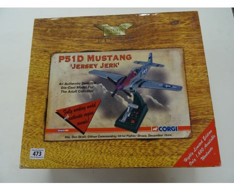 Boxed Corgi 1:32 The Aviation Archive Deluxe P51D Mustang Jersey Jerk with certificate