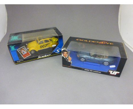 Two boxed James Bond 007 die-cast vehicles to include Solido Prestige 8051 2CV & United Models 1:18 scale Goldeneye BMW Z3 ro