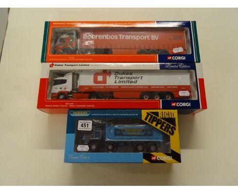 Three boxed Corgi Ltd Edn Collectable's 1:50 scale to include CC12408  De Boer,CC12202 Dukes Transport Limited and CC13501 Da