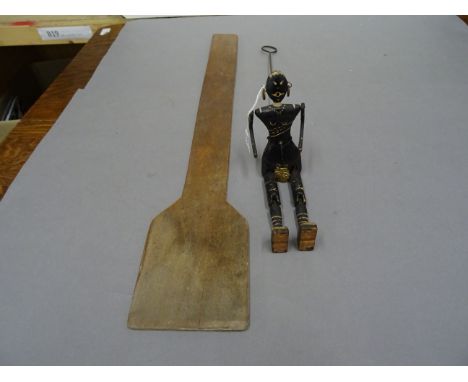 Folk Art wood & metal jointed female African Puppet figure       