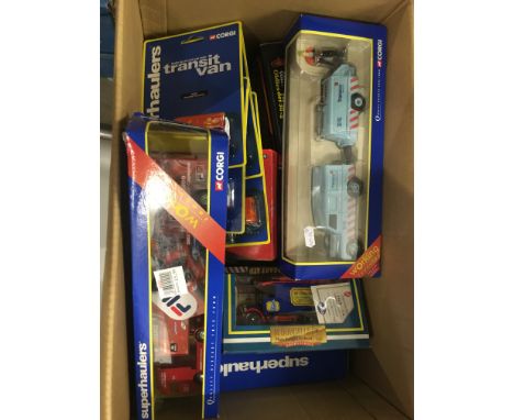 Sixteen boxed & carded die-cast vehicles including 7 x Corgi Superhaulers 1 x Corgi Eddie Stobart 56702 Forklift Truck etc