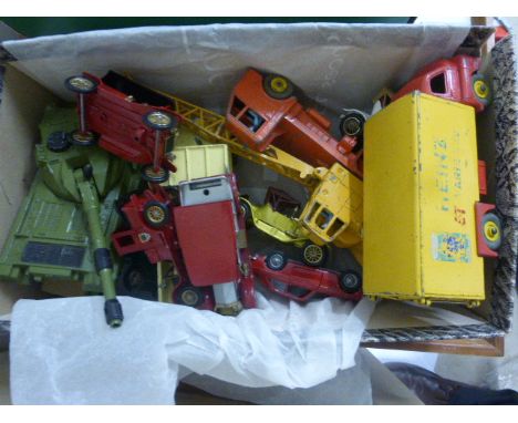 13 Vintage play worn Corgi, Matchbox and Dinky diecast vehicles to include Dinky Heinz Big Bedford