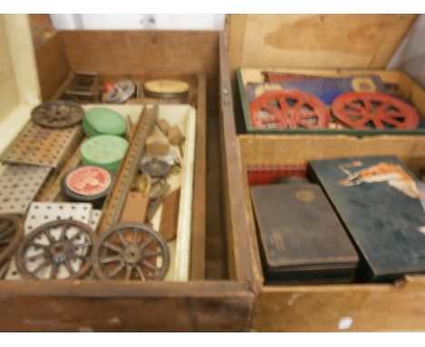 Large quantity of vintage Meccano in wooden boxes