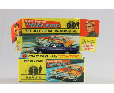 Boxed Corgi 497 The Man From UNCLE Gun Firing Thrushbuster with Waverley Ring, inner display stand all in excellent condition
