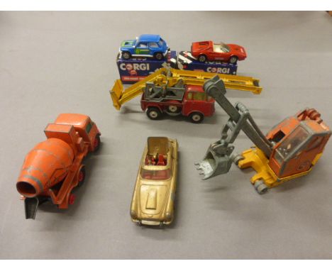 Six play worn diecast vehicles to include Corgi James Bond 007 Aston Martin DB5