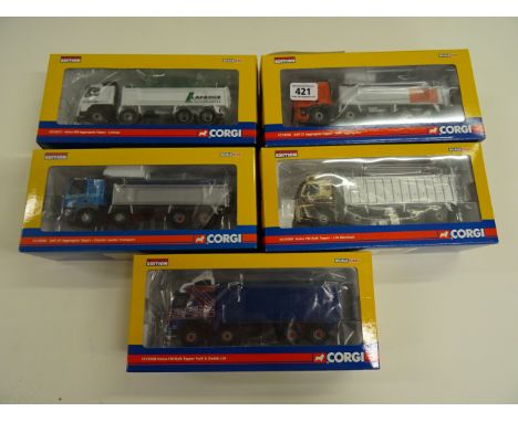 Five boxed Corgi Ltd Edition 1:50 scale Rigid Tippers commercial vehicles to include; CC13604 RMC Aggregates, CC13605 Charlie