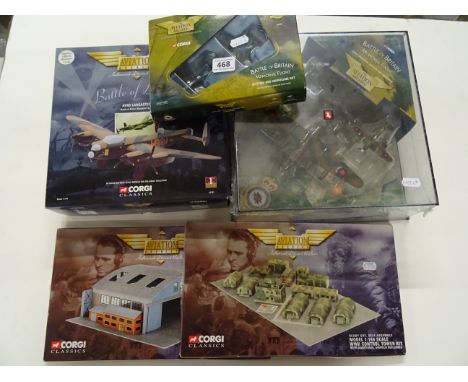 Three boxed Corgi The Aviation Archive Battle Of Britain 1:144 scale sets to include 49501 Avro Lancaster, Spitfire And Hurri