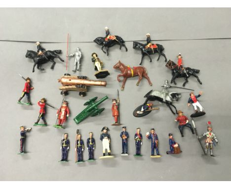 24 Metal figures to include Britains, Corgi etc featuring Captan Harvey, Young Napoleon, 3 x postal workers etc