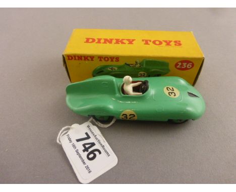 Boxed Dinky 236 Connaught Racing Car in light green with light green hubs, excellent condition with vg box