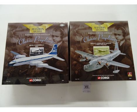 Two boxed Corgi The Aviation Archive 1:144 scale die-cast models to include 48802 SHORT S.25 SUNDERLAND III TRANSPORT of BOAC
