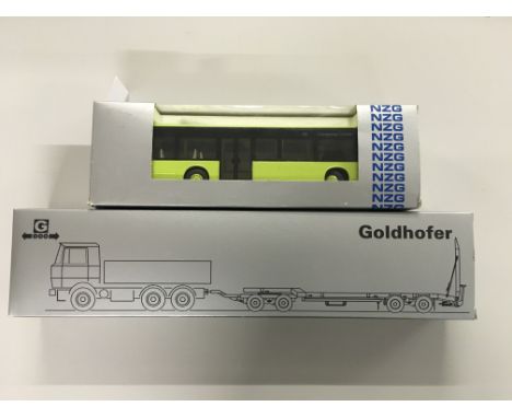 Two boxed diecast commercial vehicles to include; 1:50 scale Conrad Models Goldhofer Man TGA 3achs, 1:43 scale NZG Model Cita