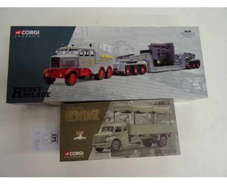 Boxed Corgi Classics Heavy Haulage 17602 plus Corgi Classics Heritage 73801 1:50 scale diecast vehicles both in unused condit